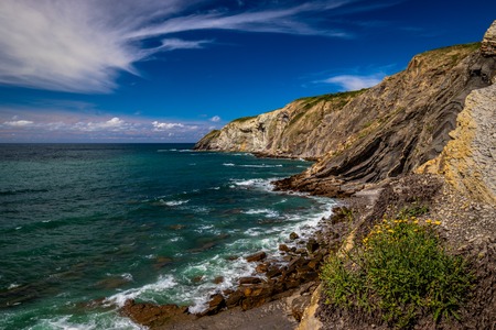 landscape beach sea spain euskadi cloud rock
