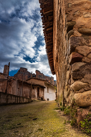 old village stone cloudsの写真素材