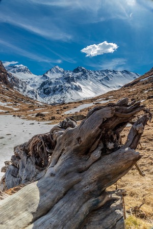 mountain snowy landscape France blue sky with cloudsの写真素材