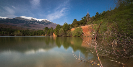 moncayo natural park reflexions in the lakeの写真素材