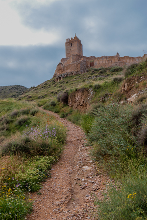 Cadrete's castle old spanish Muslim castle in the mountainのeditorial素材