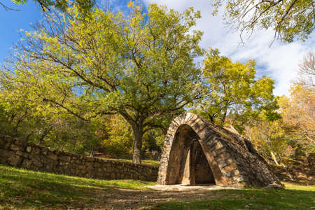refuge in a natural park, construction to shelterの写真素材