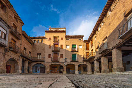 Borja town market square, stone constructionの写真素材