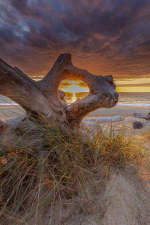 Spectacular sunset in the south of France, Labenneの写真素材