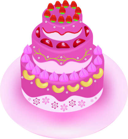 big strawberry cake paintingのイラスト素材