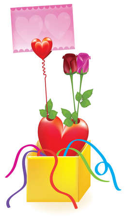 Gift with Rose flowerのイラスト素材