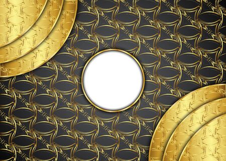 Golden and dark vintage wallpaper. Blank for message or text.のイラスト素材