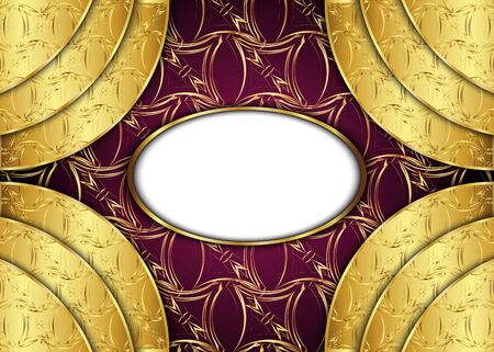 Golden and dark vintage frame. Blank for message or text.のイラスト素材