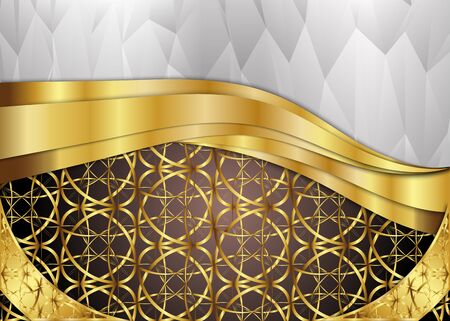 Golden and dark vintage layout with polygon for cards.のイラスト素材