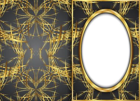 Golden and Dark vintage pattern.blank for message or text.のイラスト素材
