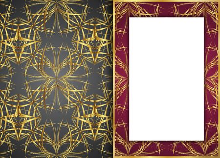 Golden and Dark vintage pattern.blank for message or text.のイラスト素材