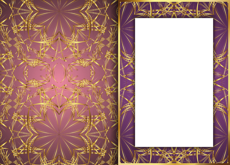 Golden and Dark vintage pattern.blank for message or text.のイラスト素材