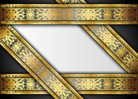 Golden and dark vector background.Blank for message or text.のイラスト素材