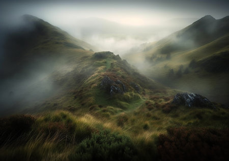 Beautiful autumn landscape image of Snowdonia National Park in Walesの素材