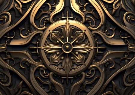 3D render of plastic background tile with embossed ornament on leatherの素材