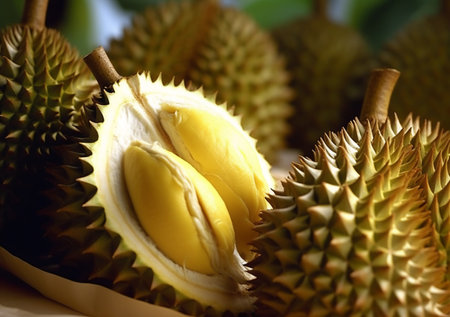 Durian fruit, Durian is a king of fruit in Thailand.の素材