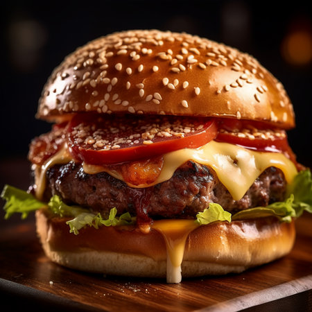 Cheese burger - American cheese burger with fresh salad and beef.の素材