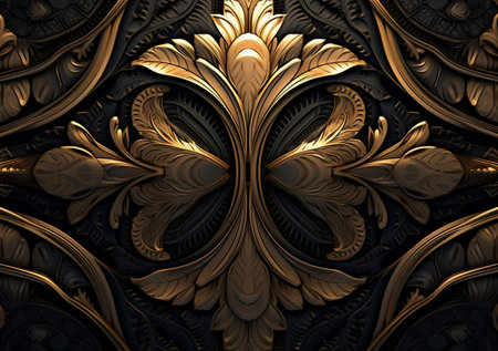 3D render of plastic background with embossed fractal on leatherの素材