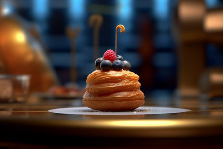 Puff pastry with berries on the table. 3d illustration. generative AIの素材