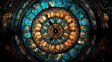 3D Illustration of a Stained Glass Window in the Cathedral. generative AIの素材