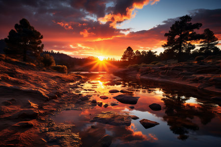 Sunset over the Colorado river, Grand Canyon National Park, Arizona Generative AI.の素材