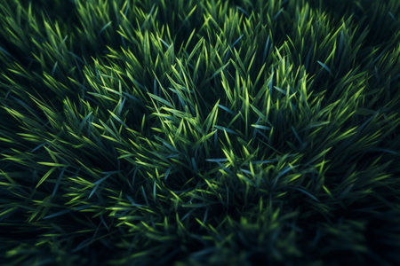 Green grass background, close-up. Natural green grass texture. Generative AI.の素材