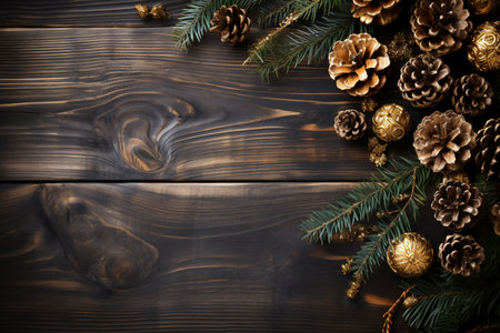 Space for text or images in the center surrounded by Christmas decorations.generative aiの素材