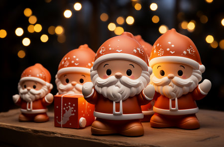 santa claus and santa claus on wooden background. Generative AI.の素材