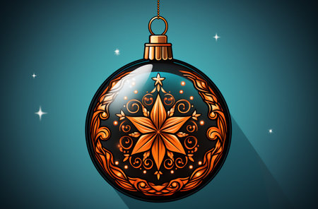 Christmas ball on a blue background. Vector illustration. Generative AI.の素材