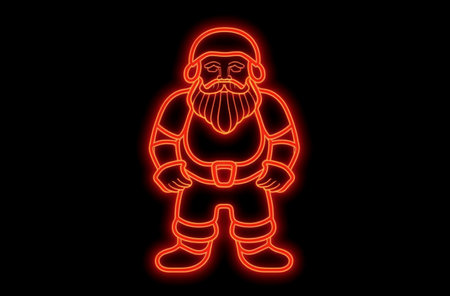 Santa Claus neon sign. Glowing bright icon Santa Claus on a black background.  Generative AI.の素材