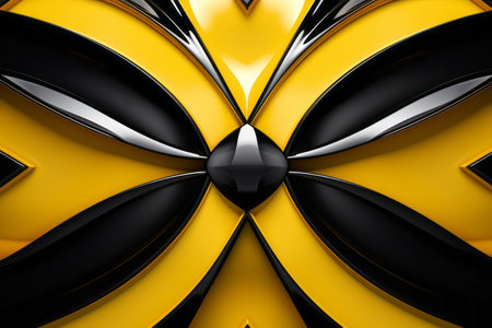 abstract 3d illustration of metal background with black and yellow pattern. Generative AI.の素材