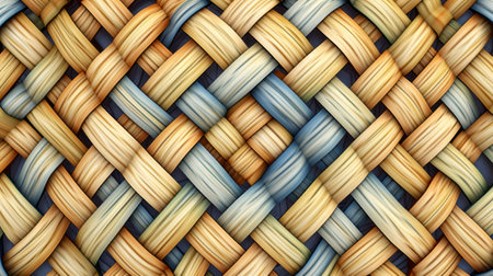 Wicker woven texture closeup. Abstract background, pattern for design. Generative AI.の素材