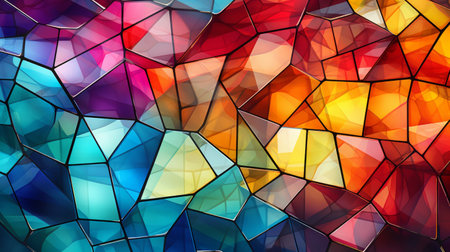 3d render of abstract polygonal crystal background. Multicolored mosaic background. Generative AI.の素材