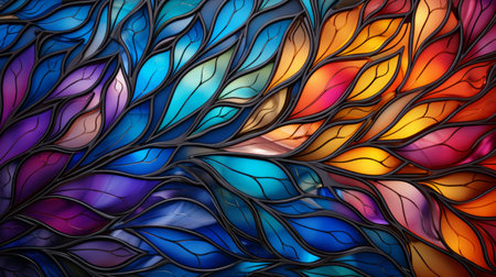 3D render of a colorful background with a stained glass window pattern. Generative AI.の素材