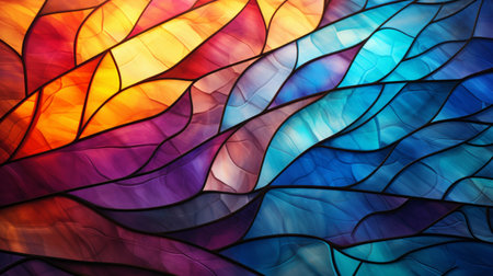 Colorful stained glass window texture. Abstract background. Close up. Generative AI.の素材