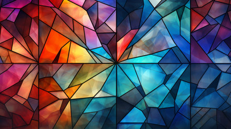 Colorful stained glass texture. Abstract background. Generative AI.の素材
