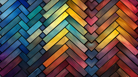 Colorful wooden texture background. Abstract geometric pattern. Vector illustration. Generative AI.の素材