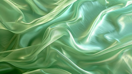 abstract background of green silk or satin with some smooth folds in it. Generative Ai.の素材