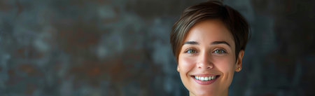 Portrait of a beautiful young woman smiling, close-up. Generative Ai.の素材