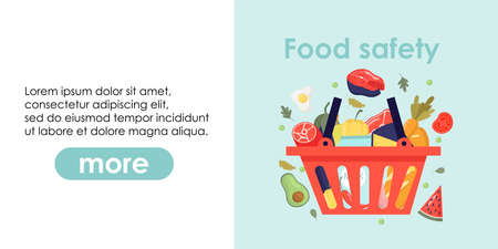 Web banner for international food safety day. Healthy food safety flat vector illustration concept for banner, website, landing page template, advertisement and flyerのイラスト素材