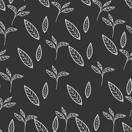 Green matcha is a seamless pattern. Matcha leaves are an herbal organic food. Japanese tea culture. Asian culture.のイラスト素材