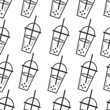 Green matcha is a seamless pattern. Matcha leaves are an herbal organic food. Japanese tea culture. Asian culture.のイラスト素材