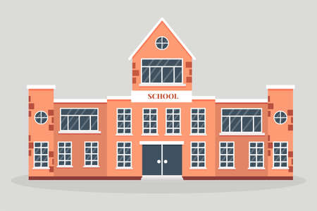 Back to school concept.School building. Vector illustration in flat styleのイラスト素材