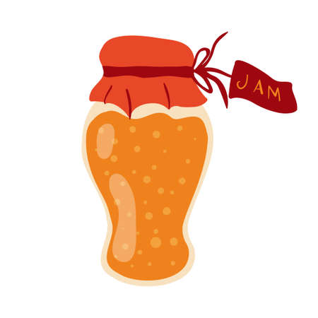 Homemade jar for preserving fruits and vegetables.Glass jars with canned vegetables, compotes and berry jams. Winter supplies. autumn harvest season.のイラスト素材