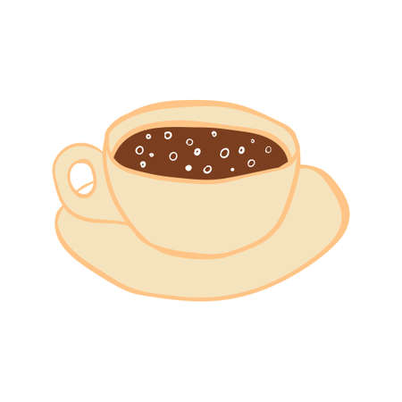 A cup of coffee. Vector illustration with doodles on the theme of cozy autumn.A cute element for greeting cards, posters, stickers and seasonal design.のイラスト素材