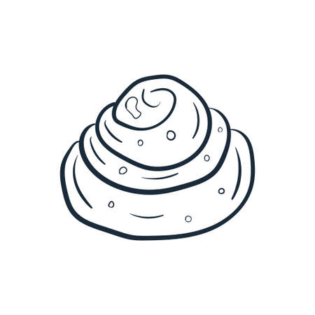 Cinnabon line art. Vector illustration with scribbles on the theme of cozy autumn. Cute element for greeting cards, posters, stickers and seasonal design.のイラスト素材