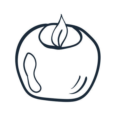 candle line art. Vector illustration with scribbles on the theme of cozy autumn. Cute element for greeting cards, posters, stickers and seasonal design. isolated on a white background.のイラスト素材