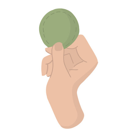 Cotton pad in hand, spa treatment, facial cleansing. A single vector illustration for a spa salon.のイラスト素材