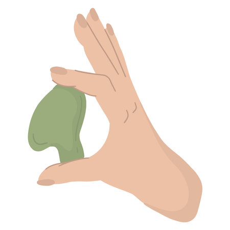 Facial massage scrubber in hand, gouache, spa facial care.The only vector illustration for a spa salon.のイラスト素材