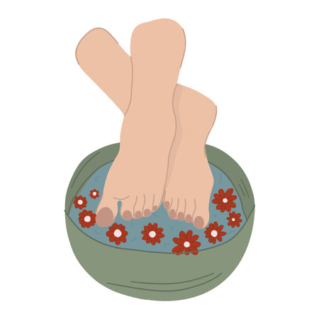 Foot spa treatment, pedicure bath, foot bath.The only vector illustration for a spa salon.のイラスト素材